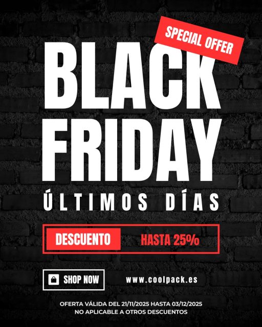 Últimos días de Black Friday ⏳ 

Aún estás a tiempo de conseguir tus imprescindibles al mejor precio.

¡No te lo pierdas!

#coolpack #blackfridaysales #Descuentos #ultimosdias
